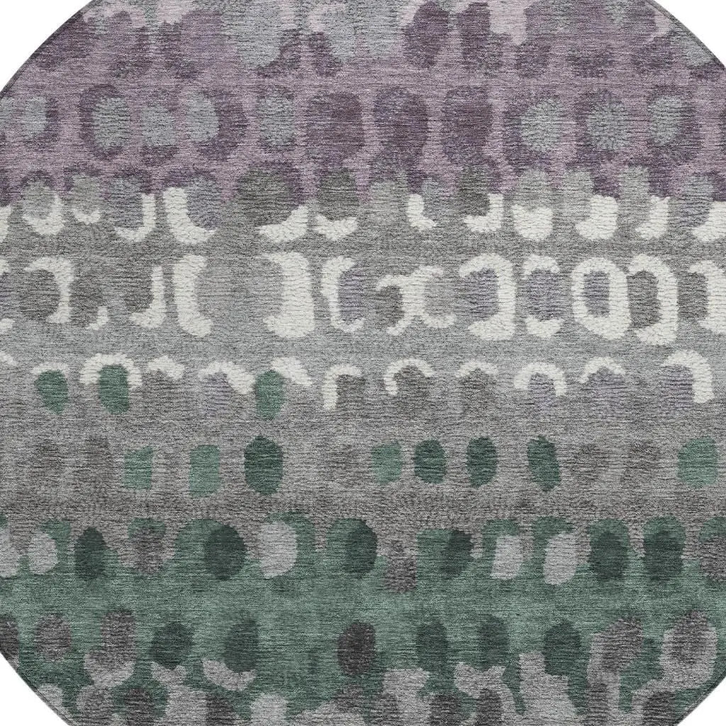 8' Plum And Gray Round Geometric Washable Indoor Outdoor Area Rug Homeroots Outdoor