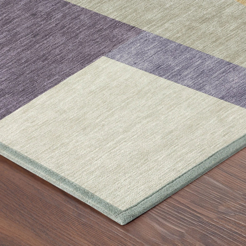 8' Plum And Lavender Round Geometric Washable Indoor Outdoor Area Rug Homeroots Outdoor
