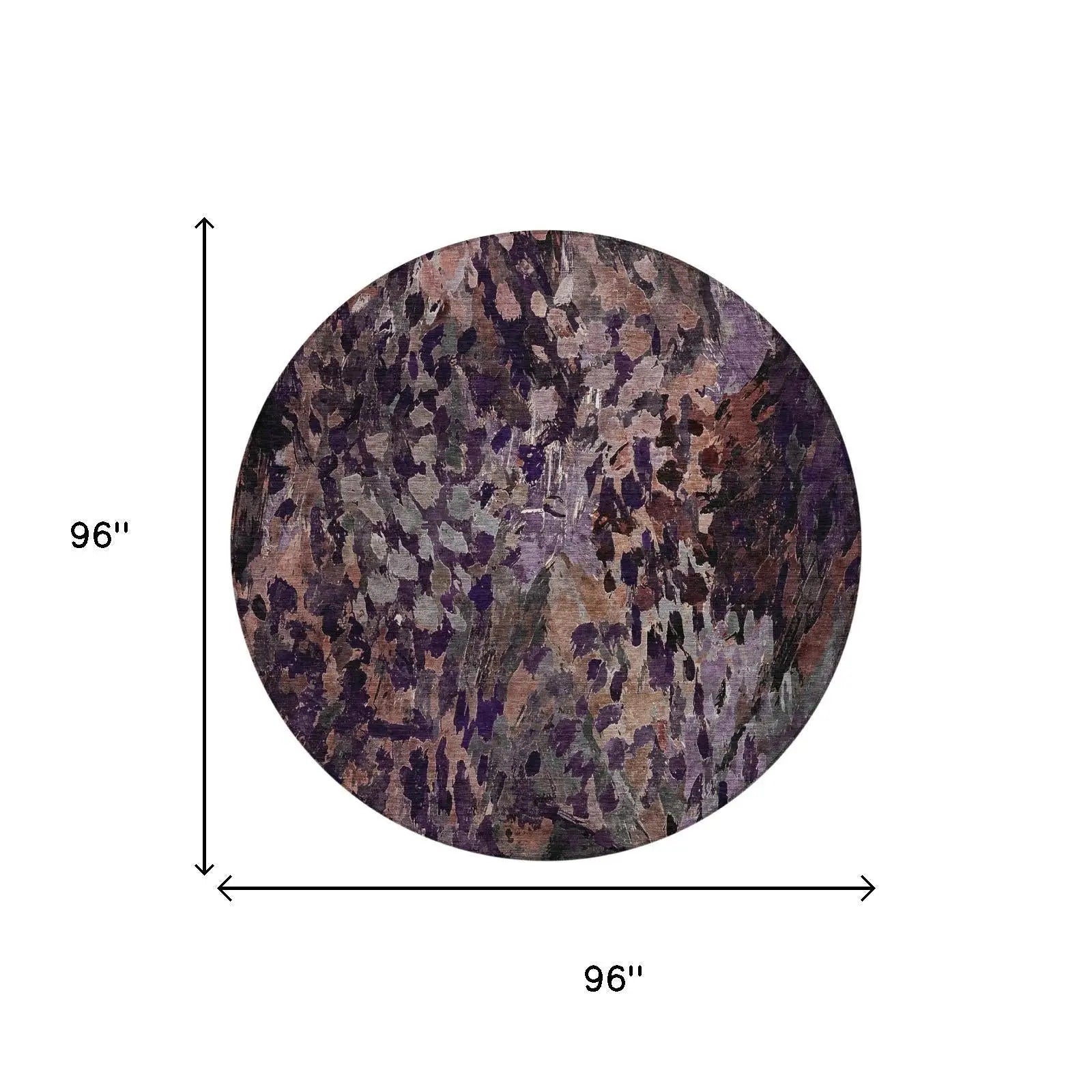 8' Plum And Purple Round Abstract Washable Indoor Outdoor Area Rug Homeroots Outdoor