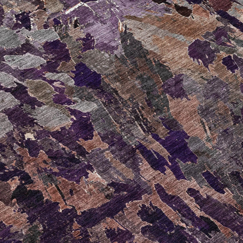 8' Plum And Purple Round Abstract Washable Indoor Outdoor Area Rug Homeroots Outdoor