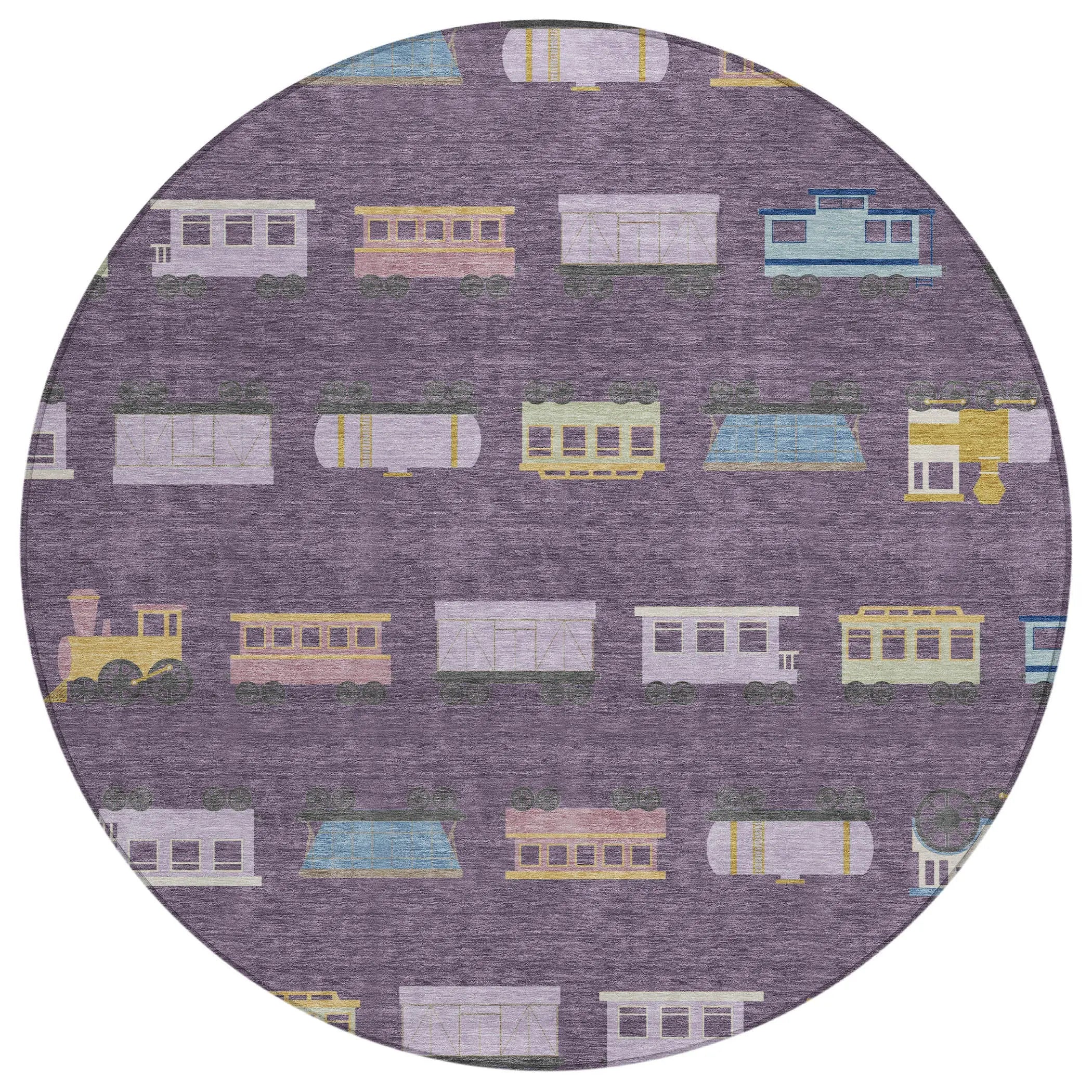 8' Plum And Purple Round Abstract Washable Indoor Outdoor Area Rug Homeroots Outdoor