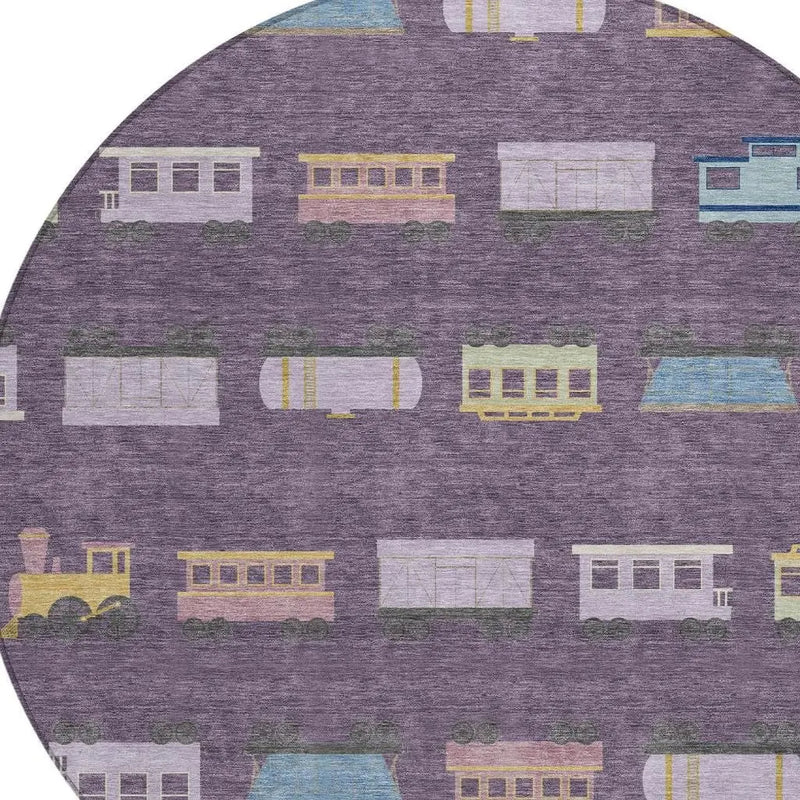 8' Plum And Purple Round Abstract Washable Indoor Outdoor Area Rug Homeroots Outdoor