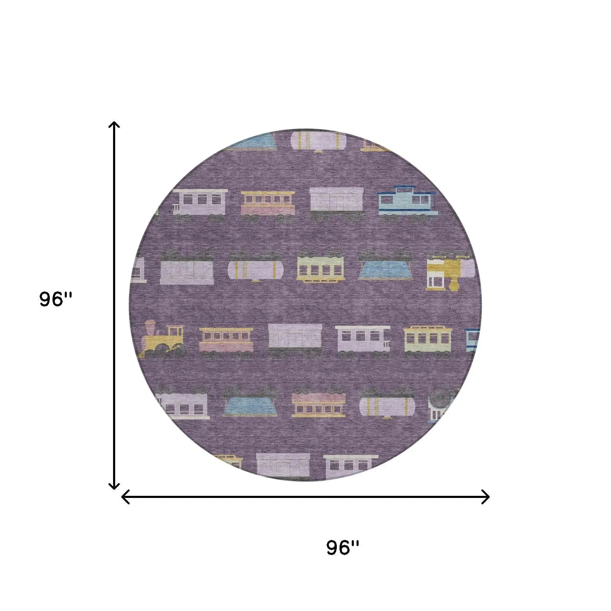 8' Plum And Purple Round Abstract Washable Indoor Outdoor Area Rug Homeroots Outdoor