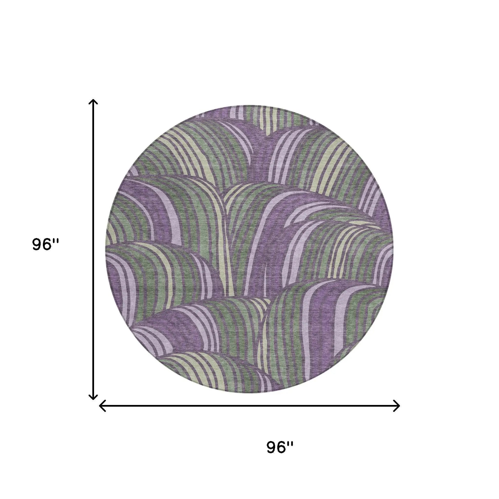 8' Plum And Purple Round Abstract Washable Indoor Outdoor Area Rug Homeroots Outdoor