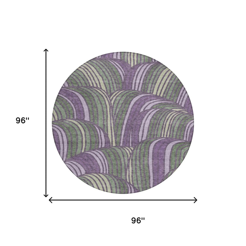 8' Plum And Purple Round Abstract Washable Indoor Outdoor Area Rug Homeroots Outdoor