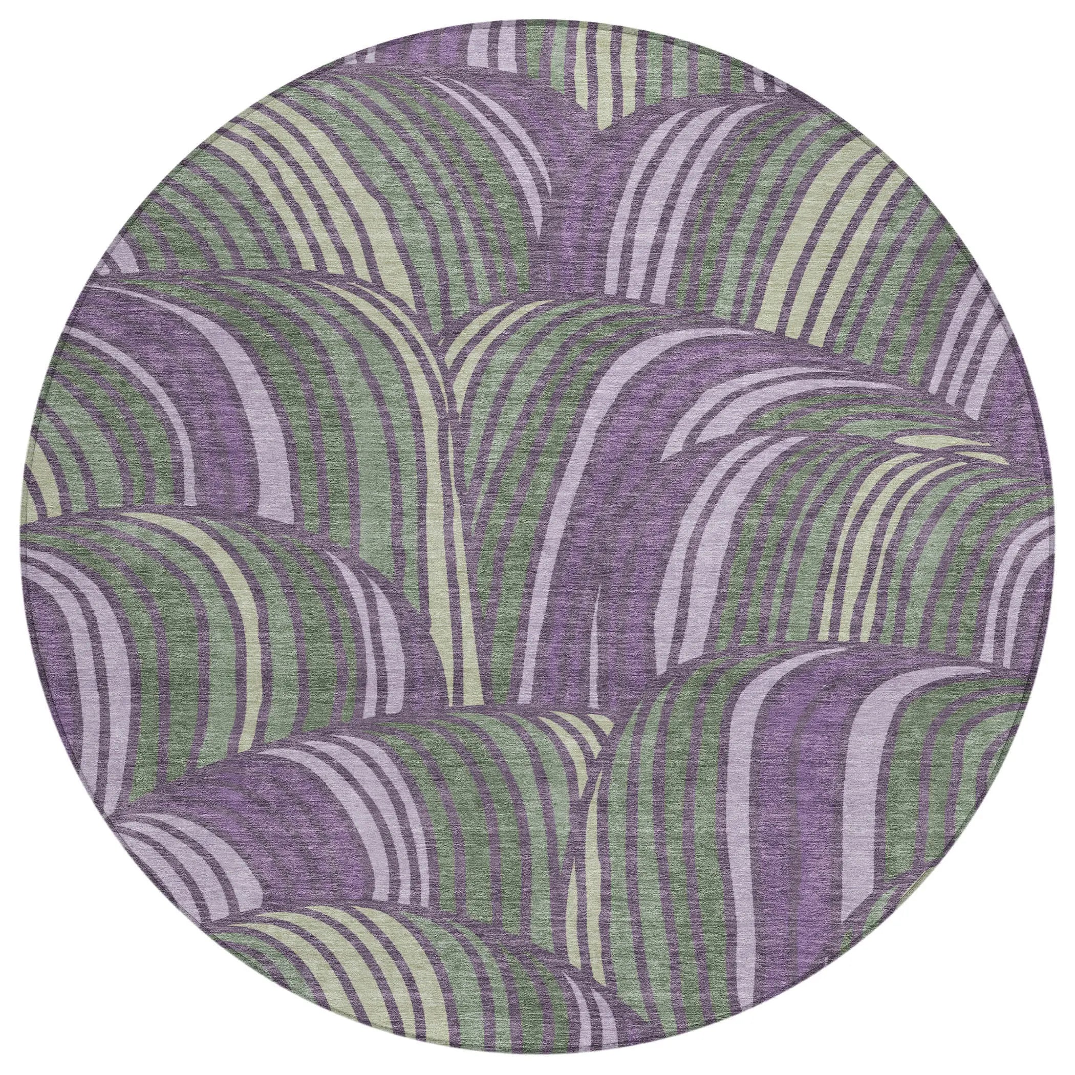 8' Plum And Purple Round Abstract Washable Indoor Outdoor Area Rug Homeroots Outdoor