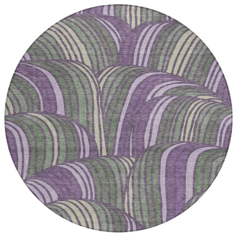 8' Plum And Purple Round Abstract Washable Indoor Outdoor Area Rug Homeroots Outdoor