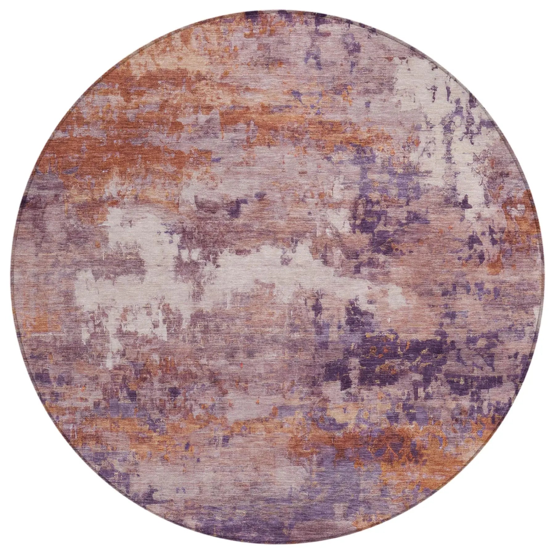 8' Plum And Purple Round Abstract Washable Indoor Outdoor Area Rug Homeroots Outdoor