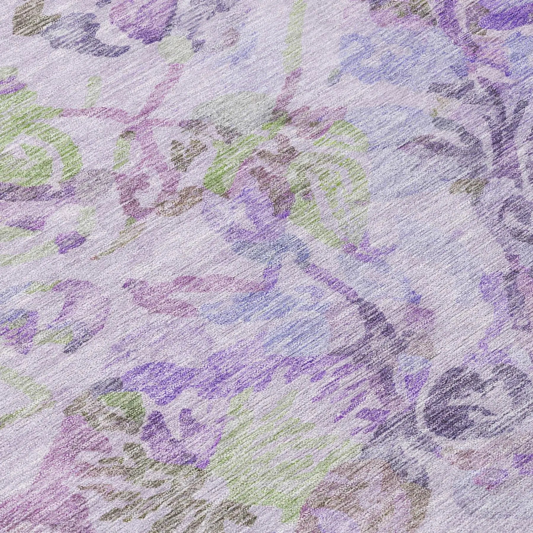 8' Plum And Purple Round Floral Washable Indoor Outdoor Area Rug Homeroots Outdoor