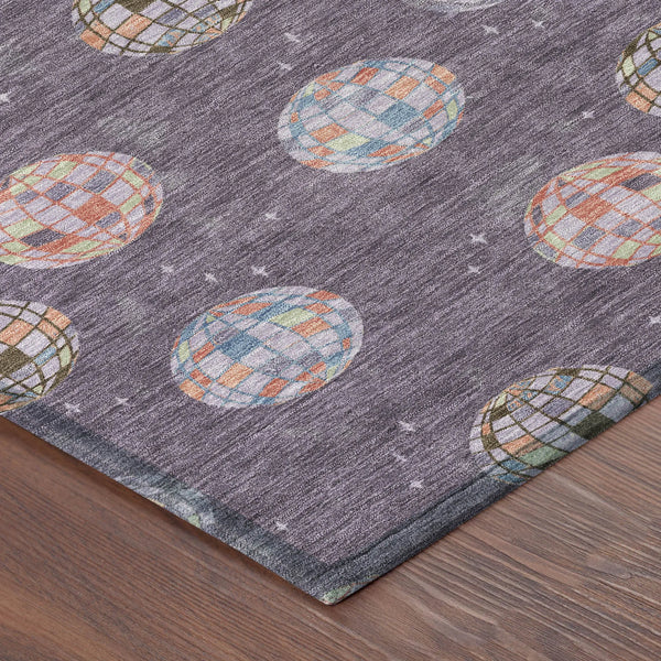 8' Plum And Purple Round Geometric Washable Indoor Outdoor Area Rug Homeroots Outdoor