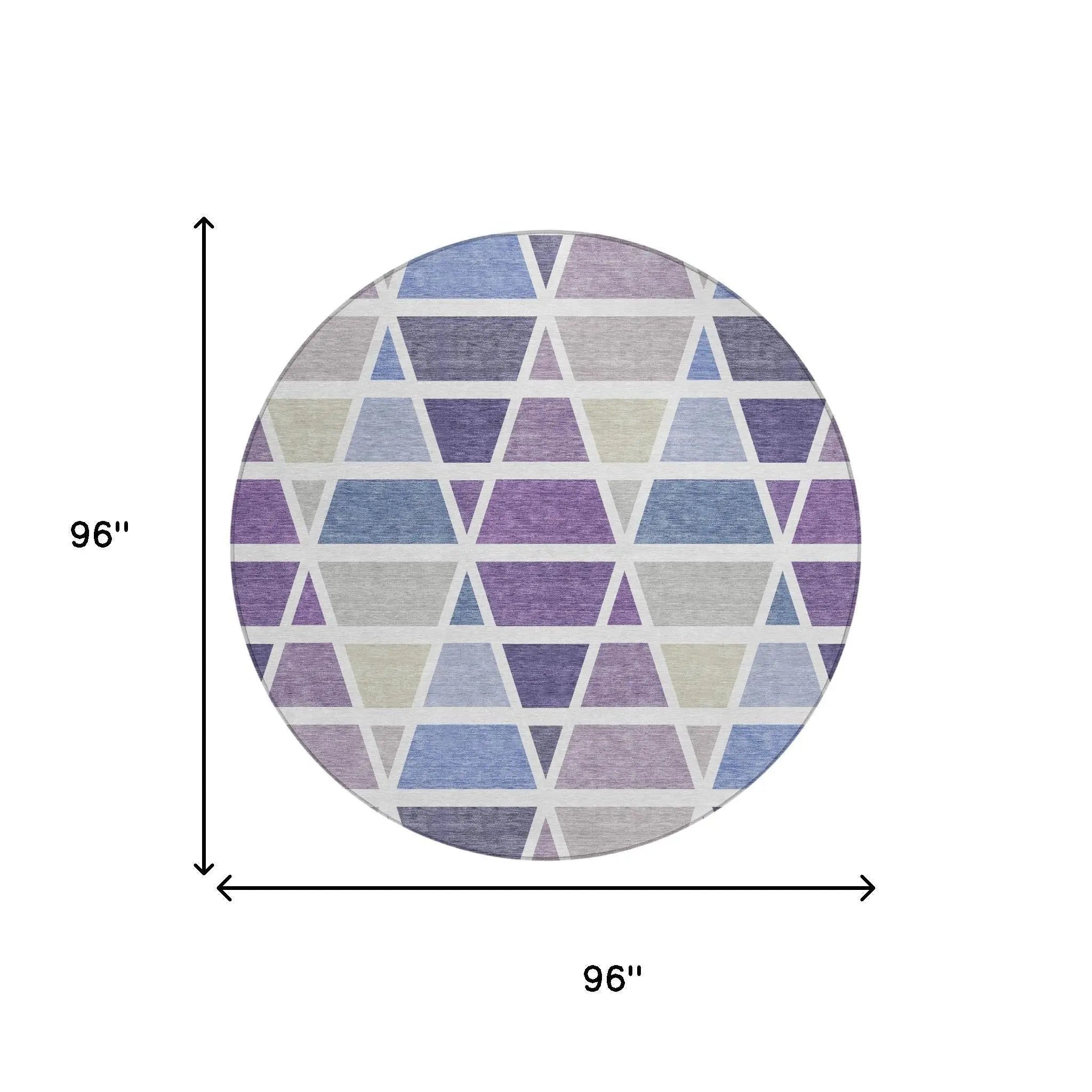 8' Plum And Purple Round Geometric Washable Indoor Outdoor Area Rug Homeroots Outdoor