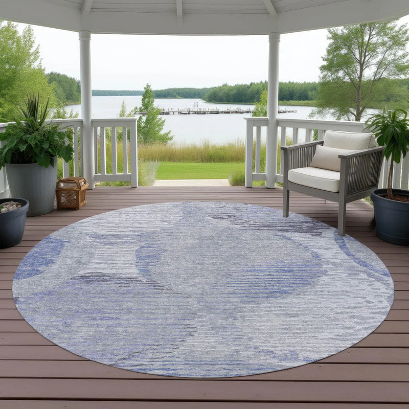 8' Plum And Purple Round Geometric Washable Indoor Outdoor Area Rug Homeroots Outdoor