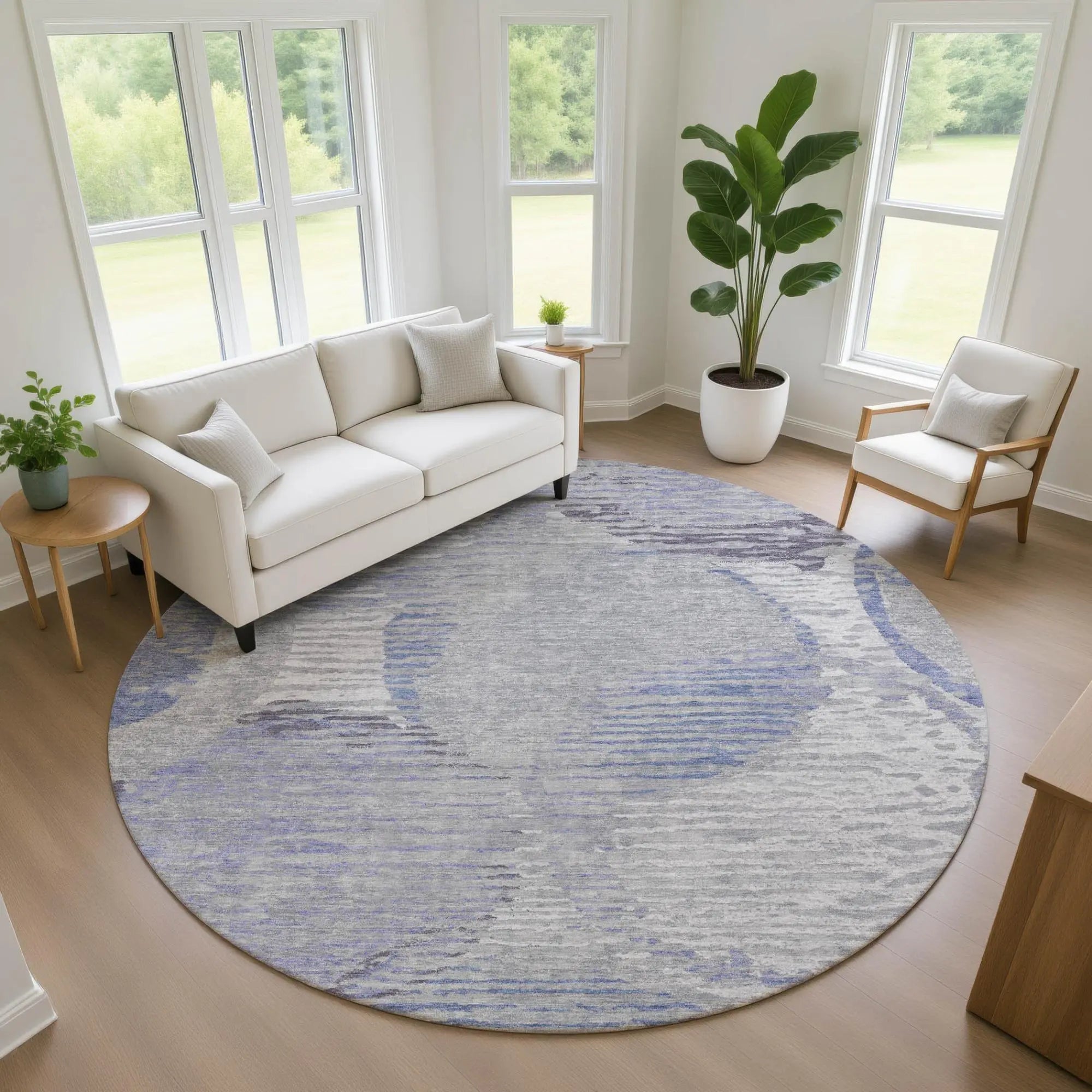 8' Plum And Purple Round Geometric Washable Indoor Outdoor Area Rug Homeroots Outdoor