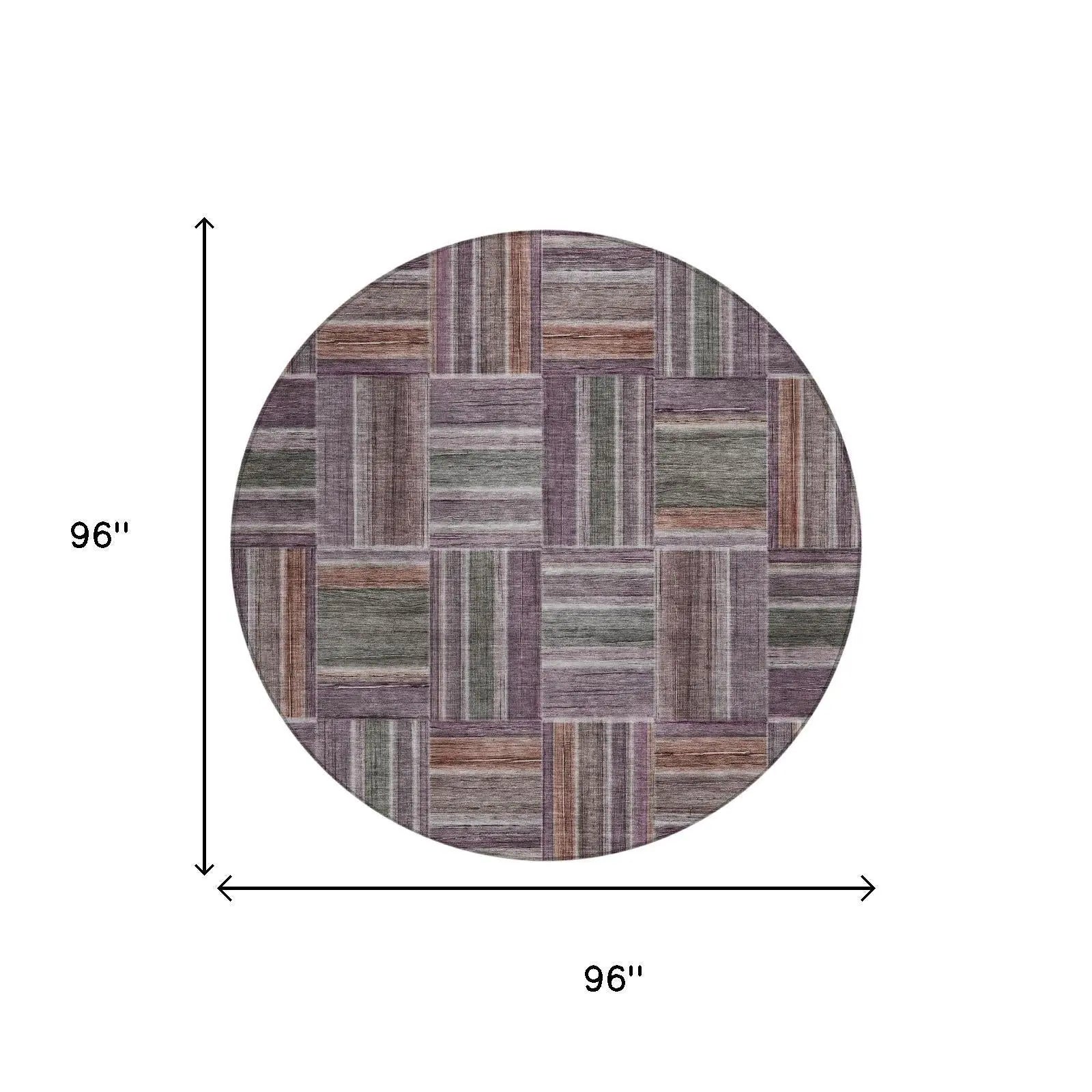 8' Plum And Purple Round Geometric Washable Indoor Outdoor Area Rug Homeroots Outdoor