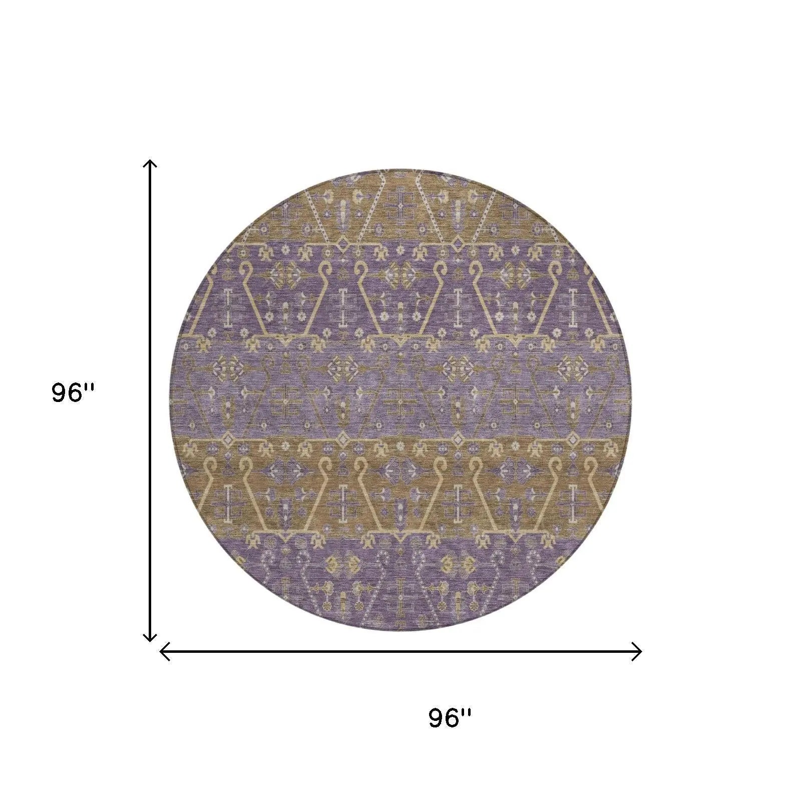 8' Plum And Purple Round Oriental Washable Indoor Outdoor Area Rug Homeroots Outdoor