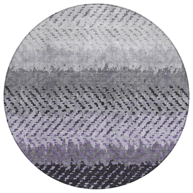 8' Plum And Purple Round Striped Washable Indoor Outdoor Area Rug Homeroots Outdoor