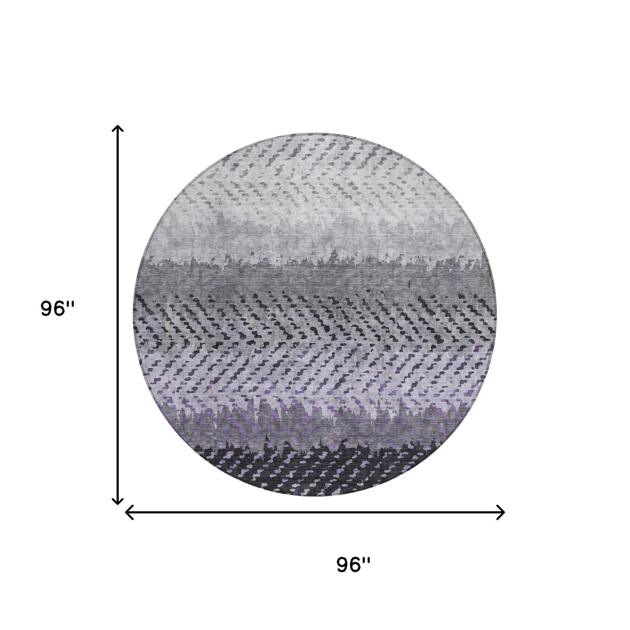 8' Plum And Purple Round Striped Washable Indoor Outdoor Area Rug Homeroots Outdoor
