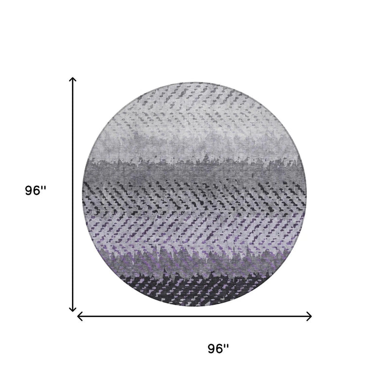 8' Plum And Purple Round Striped Washable Indoor Outdoor Area Rug Homeroots Outdoor