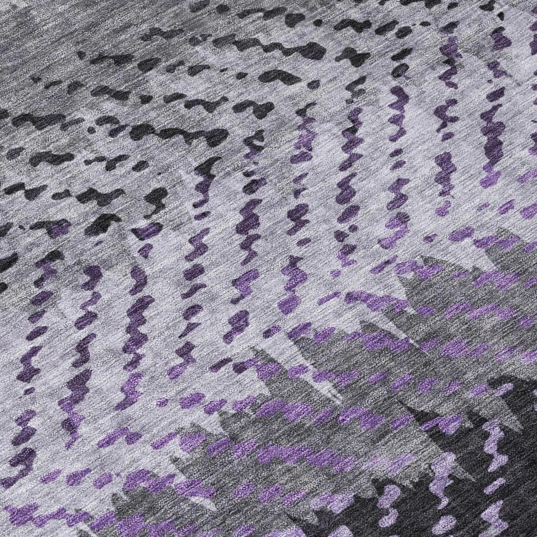 8' Plum And Purple Round Striped Washable Indoor Outdoor Area Rug Homeroots Outdoor