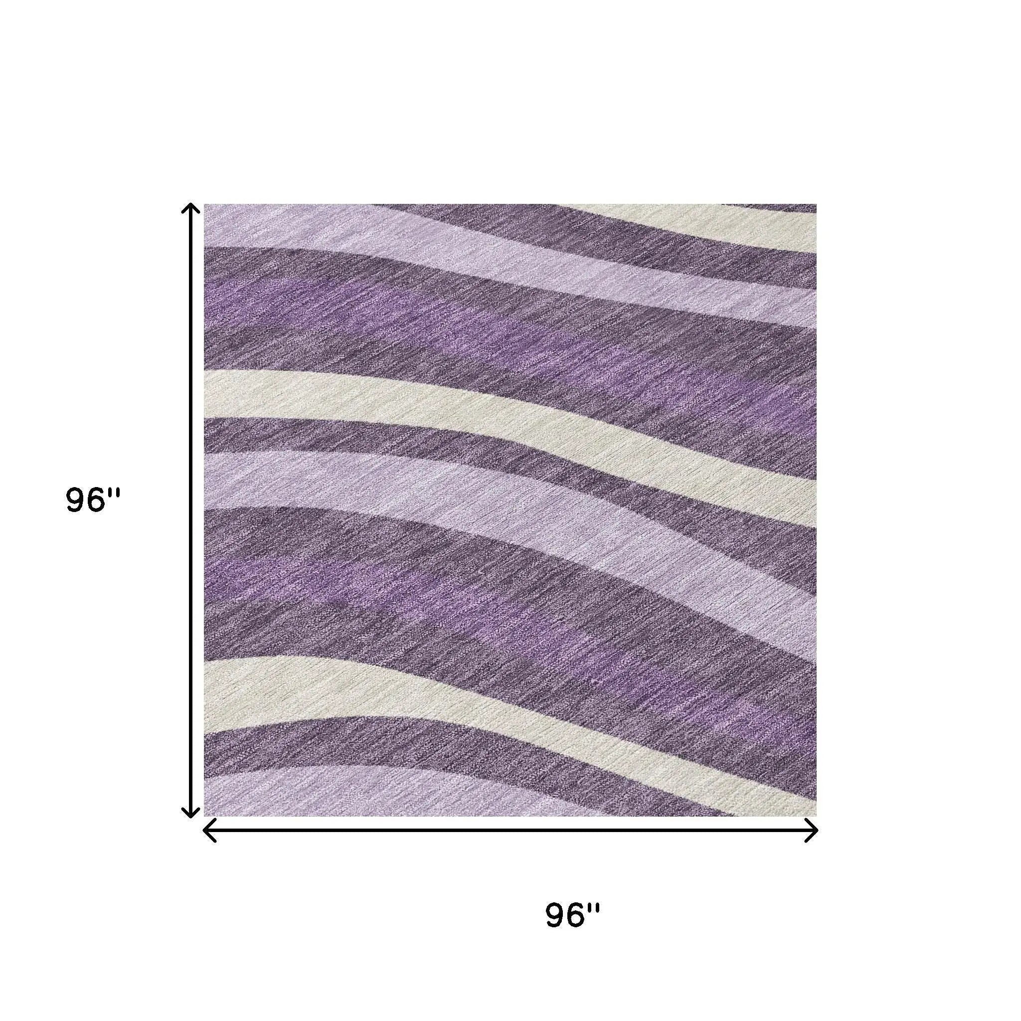 8' Plum And Purple Round Striped Washable Indoor Outdoor Area Rug Homeroots Outdoor