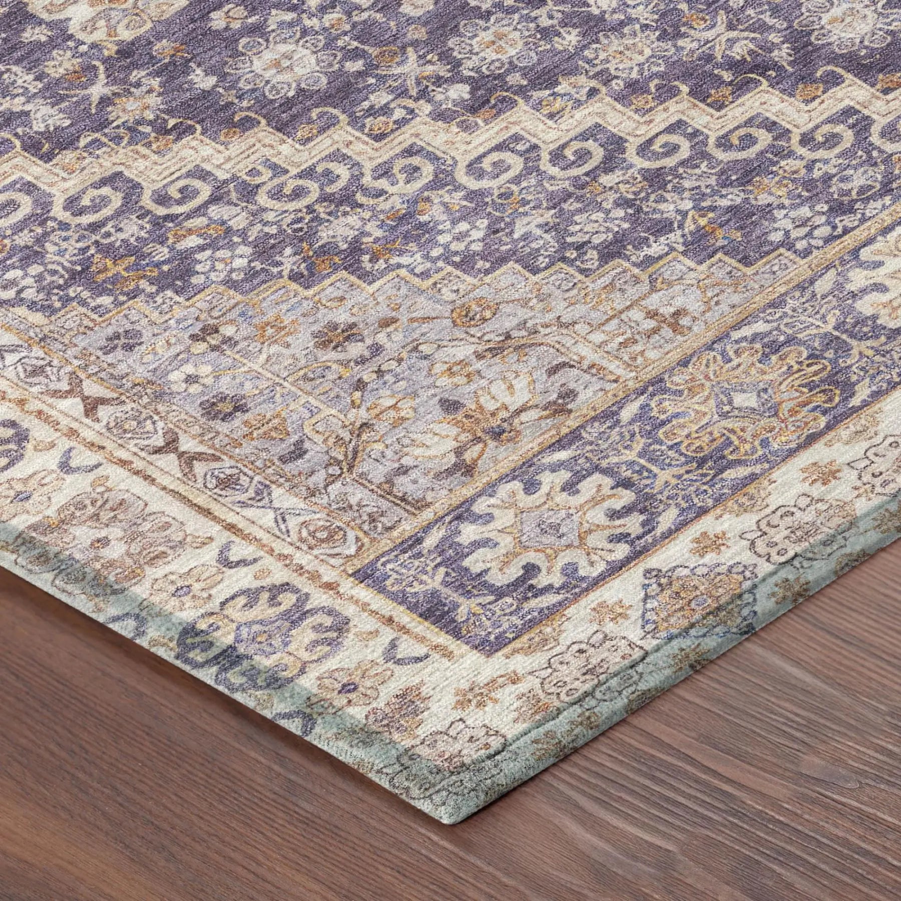 8' Purple And Blush Round Oriental Washable Indoor Outdoor Area Rug Homeroots Outdoor