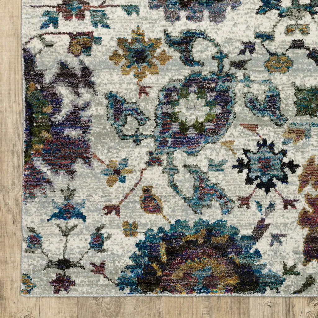 8' Purple And Gray Oriental Runner Rug Homeroots Home Decor
