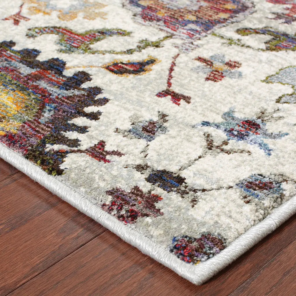 8' Purple And Gray Oriental Runner Rug Homeroots Home Decor