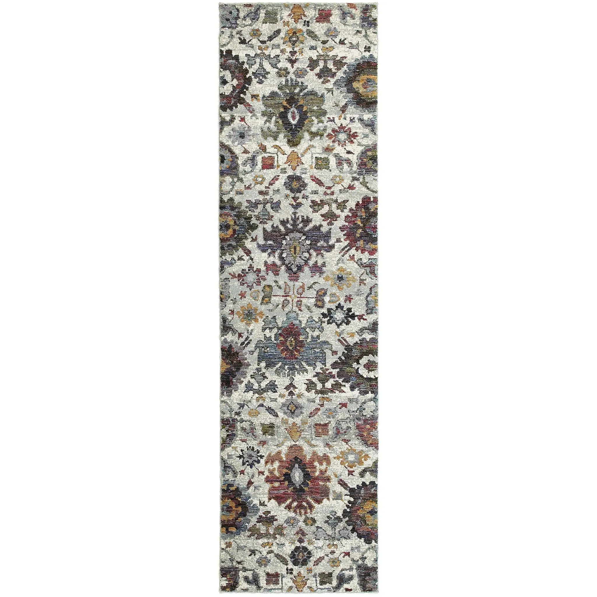 8' Purple And Gray Oriental Runner Rug Homeroots Home Decor