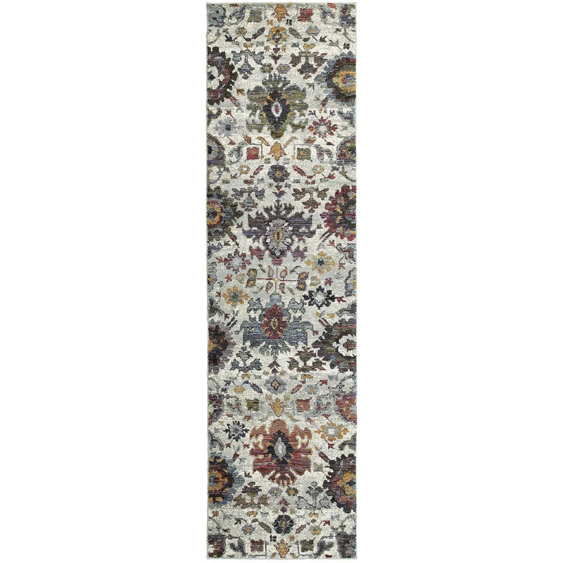 8' Purple And Gray Oriental Runner Rug Homeroots Home Decor