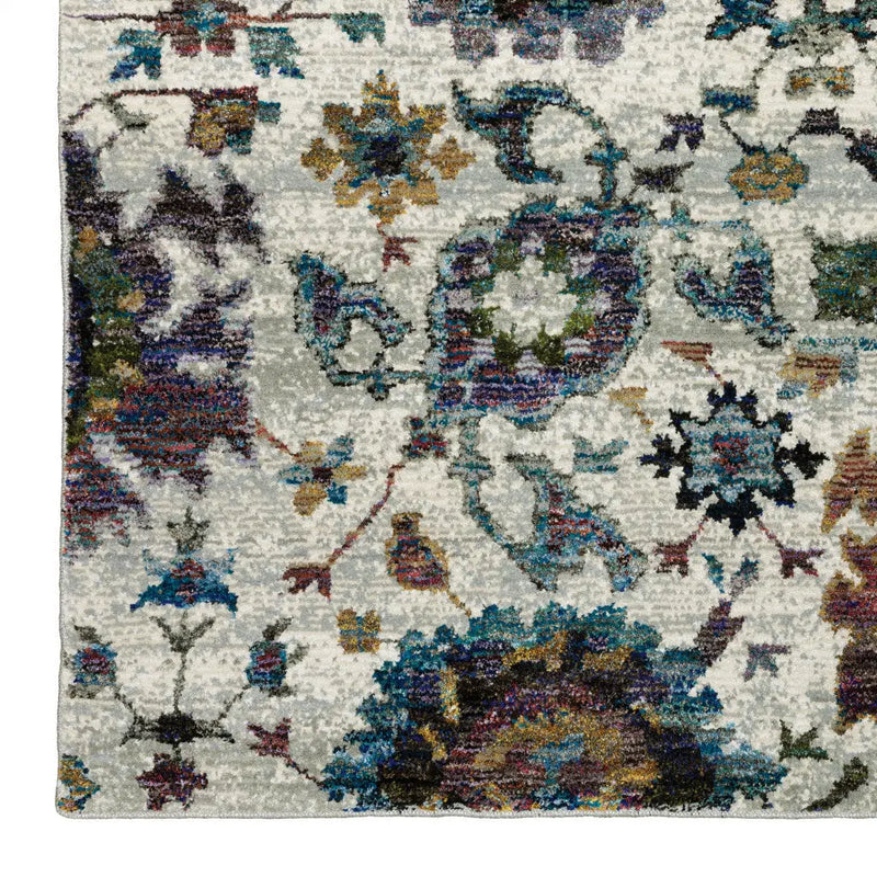 8' Purple And Gray Oriental Runner Rug Homeroots Home Decor