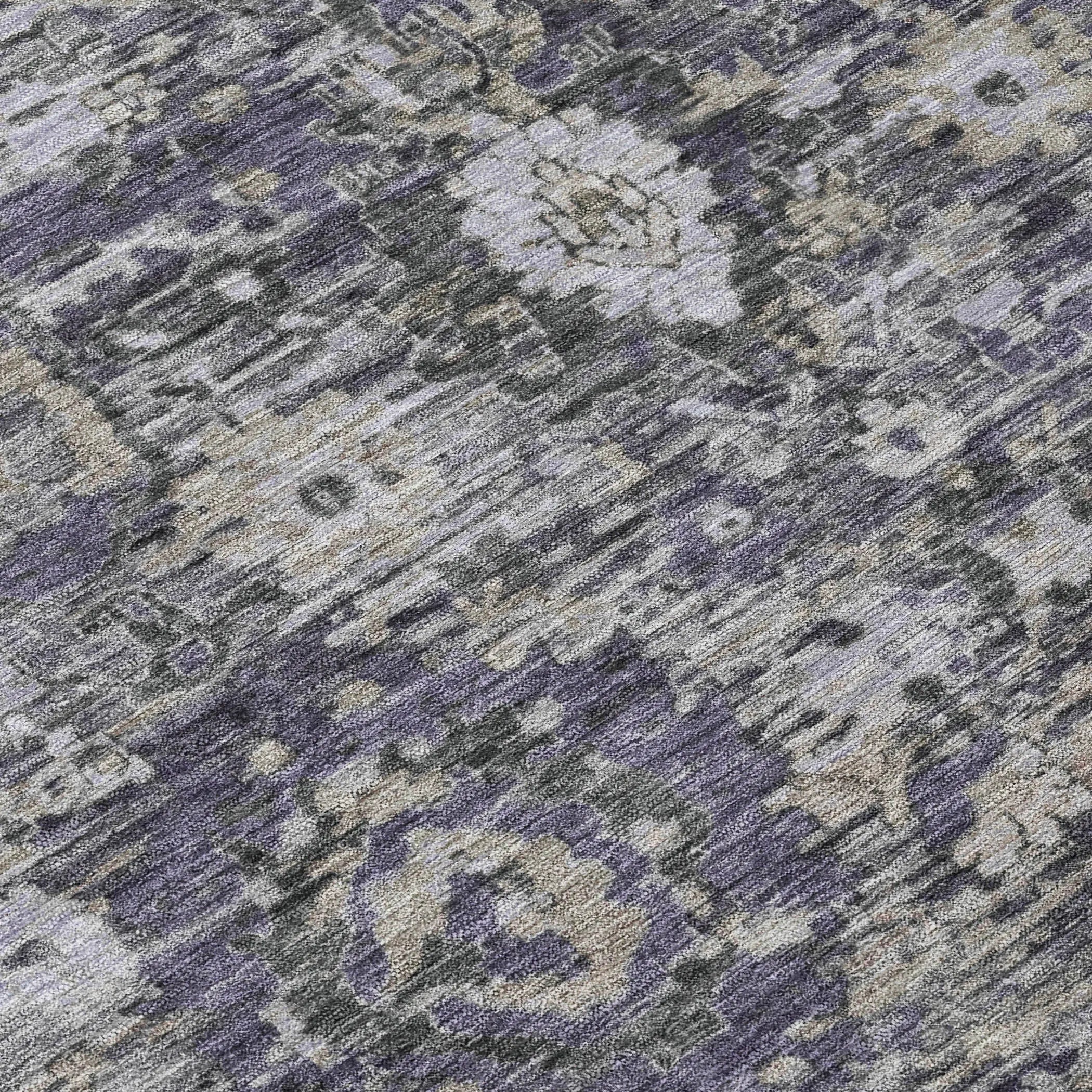 8' Purple And Gray Round Floral Washable Indoor Outdoor Area Rug Homeroots Outdoor