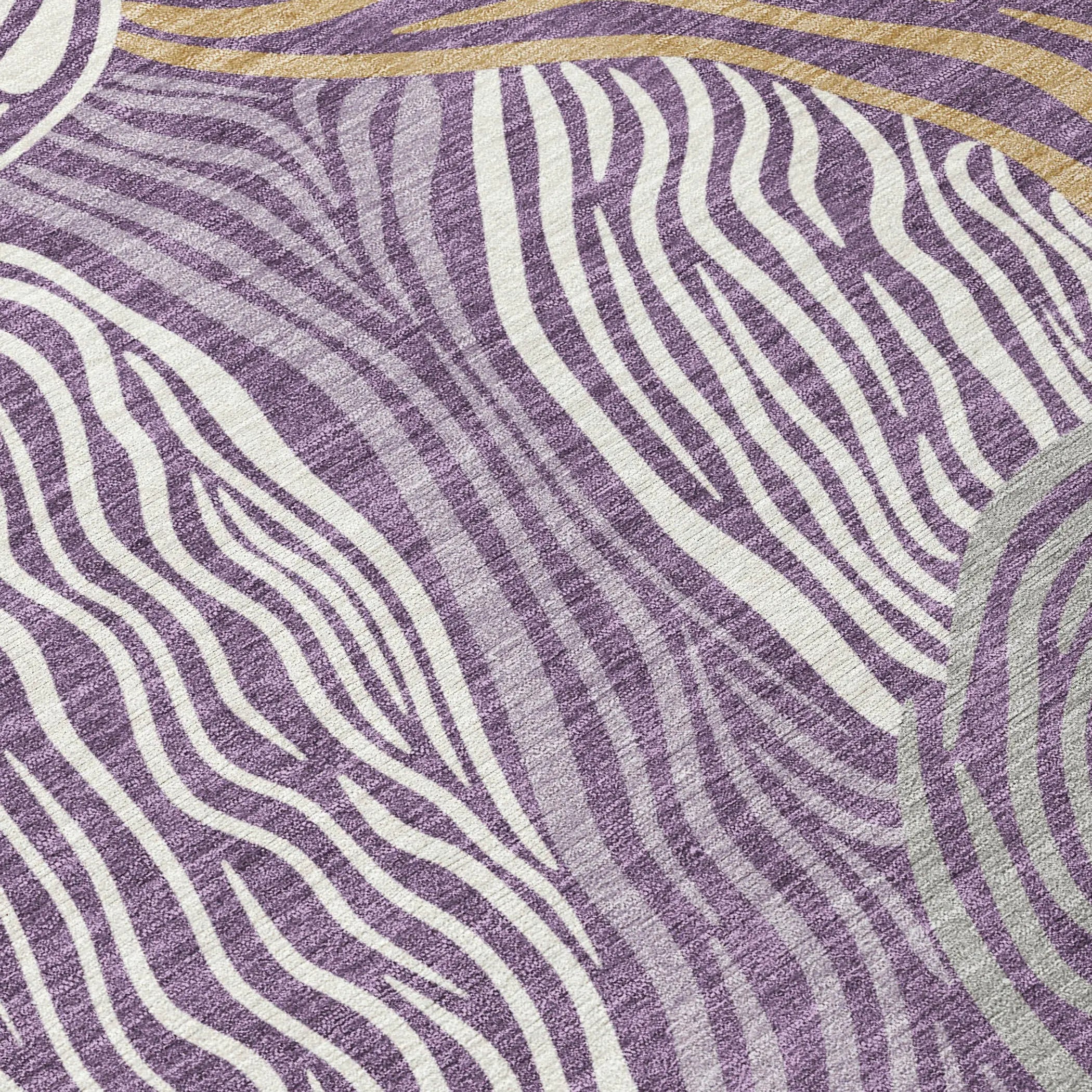 8' Purple And Ivory Round Ikat Washable Indoor Outdoor Area Rug Homeroots Outdoor