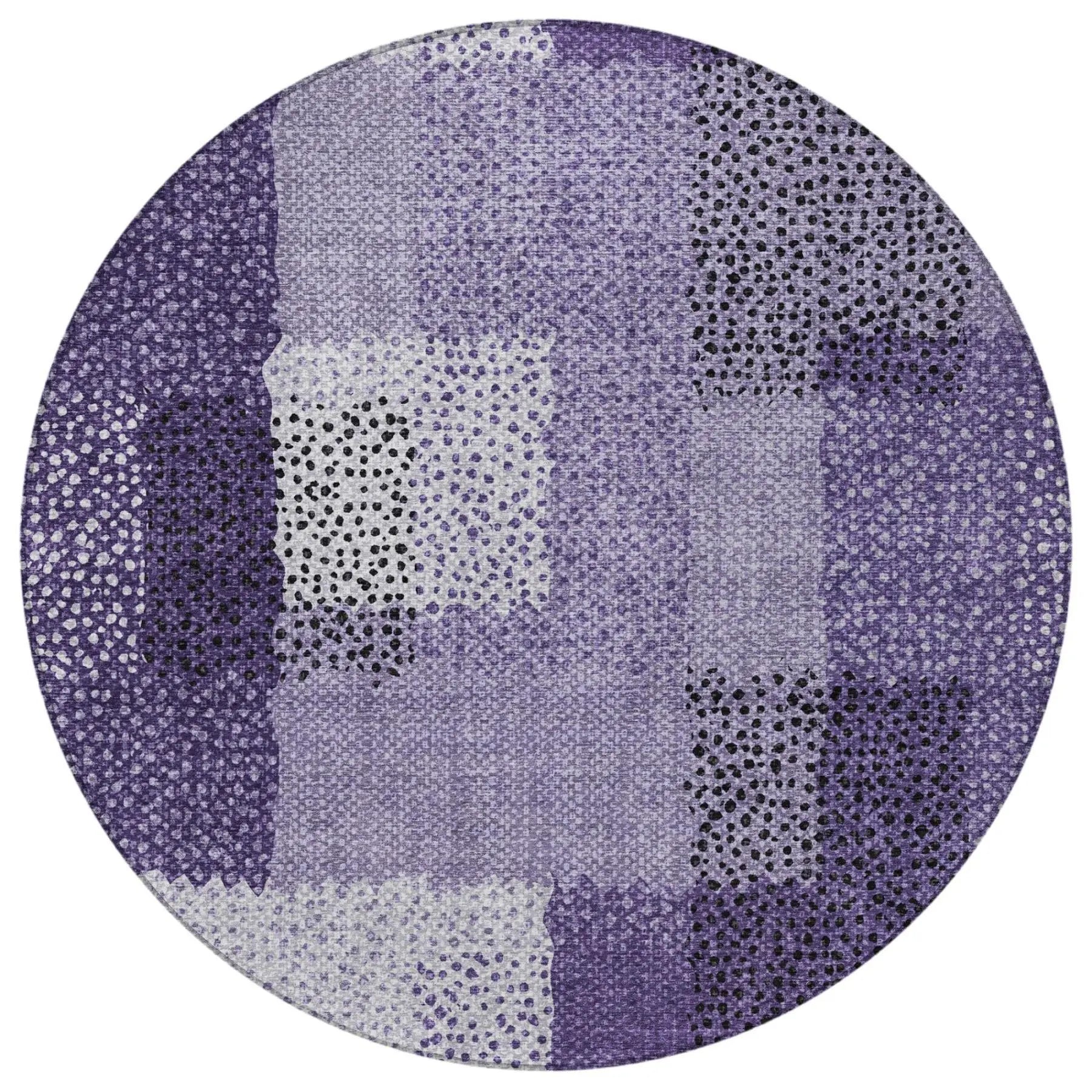 8' Purple And Lavender Round Abstract Washable Indoor Outdoor Area Rug Homeroots Outdoor