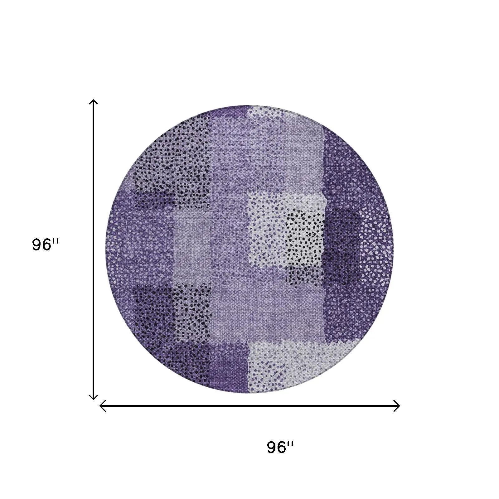 8' Purple And Lavender Round Abstract Washable Indoor Outdoor Area Rug Homeroots Outdoor
