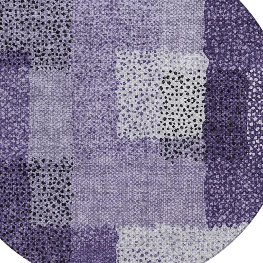 8' Purple And Lavender Round Abstract Washable Indoor Outdoor Area Rug Homeroots Outdoor