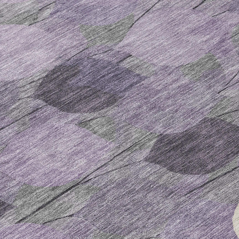 8' Purple And Lavender Round Floral Washable Indoor Outdoor Area Rug Homeroots Outdoor