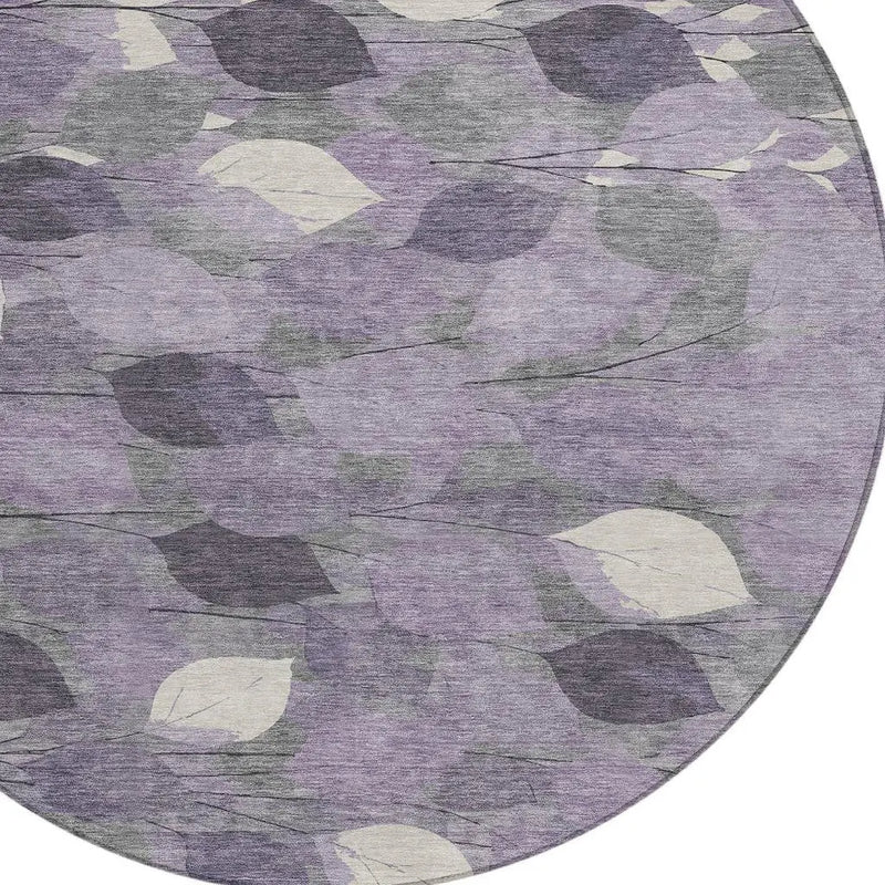 8' Purple And Lavender Round Floral Washable Indoor Outdoor Area Rug Homeroots Outdoor