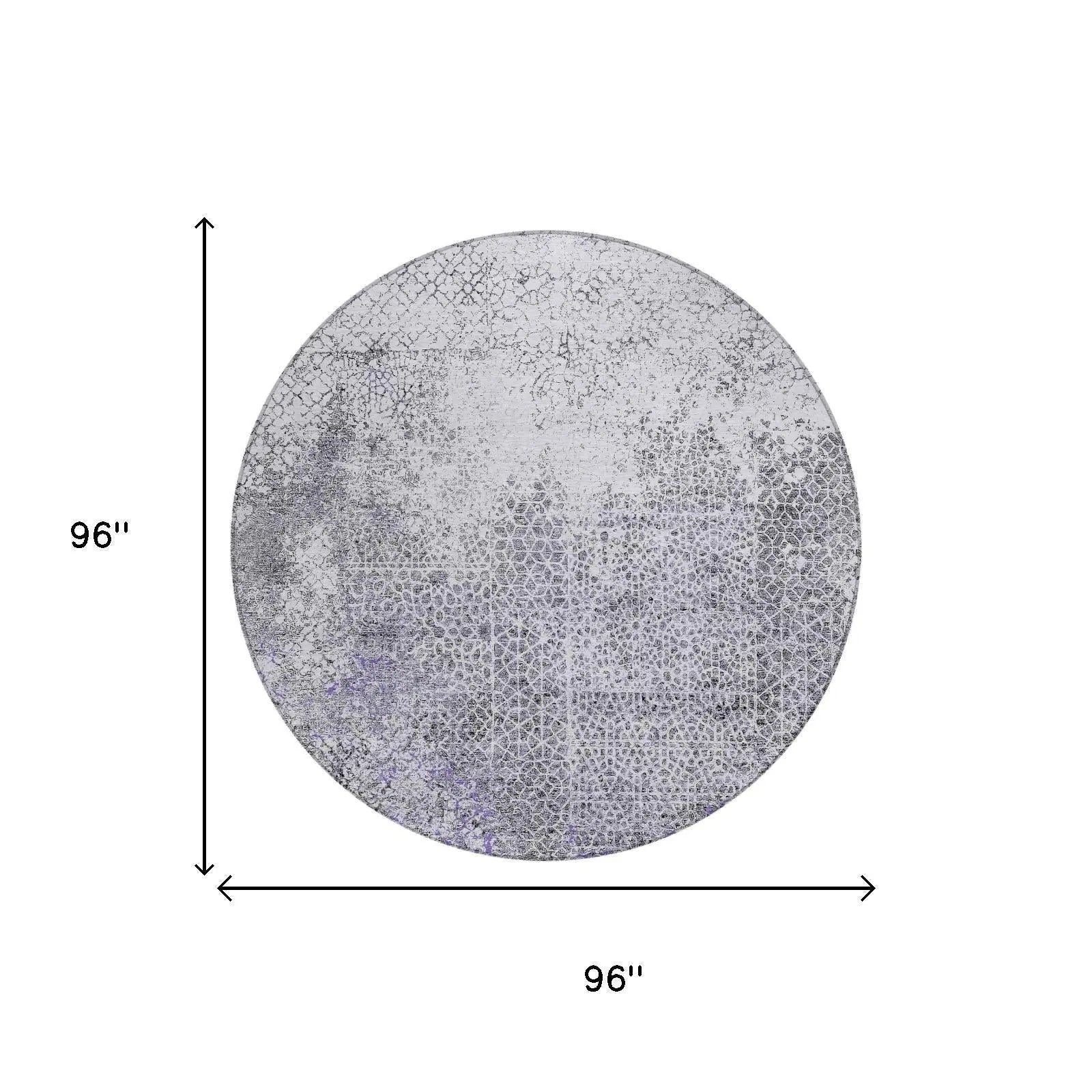 8' Purple And Pewter Round Abstract Washable Indoor Outdoor Area Rug Homeroots Outdoor