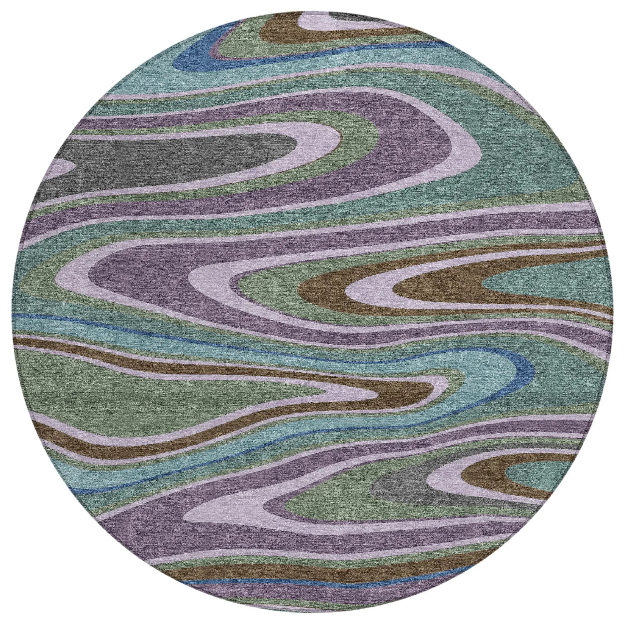 8' Purple And Plum Round Abstract Washable Indoor Outdoor Area Rug Homeroots Outdoor