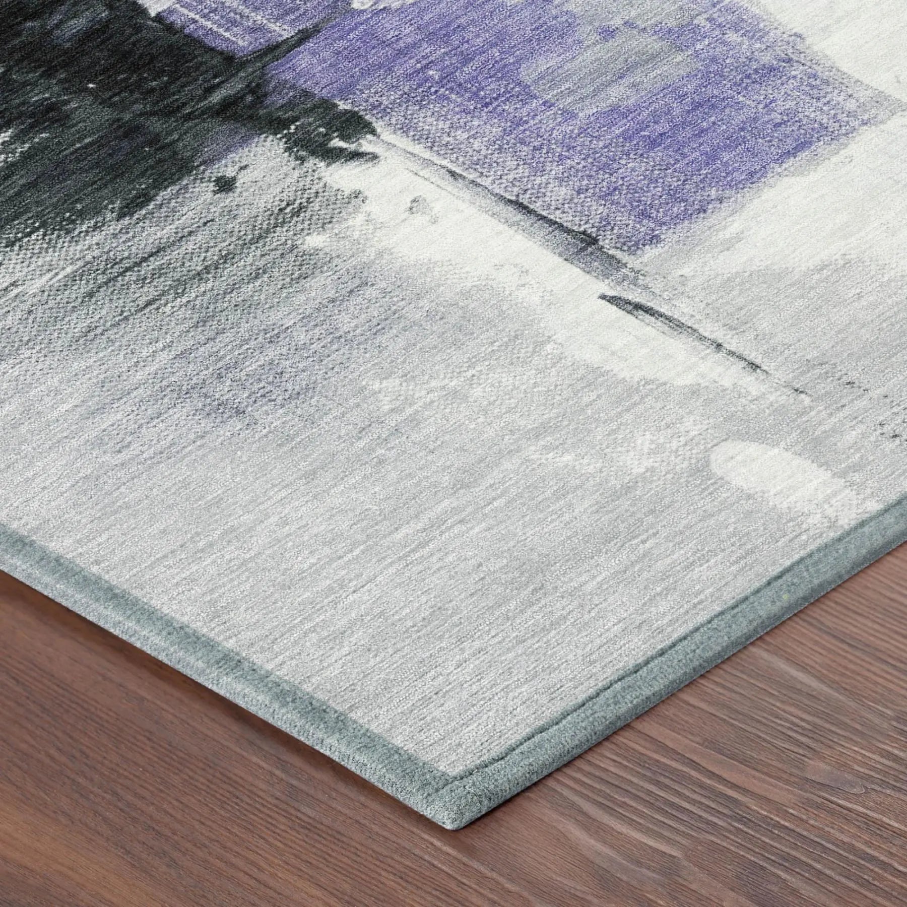 8' Purple And Silver Round Abstract Washable Indoor Outdoor Area Rug Homeroots Outdoor