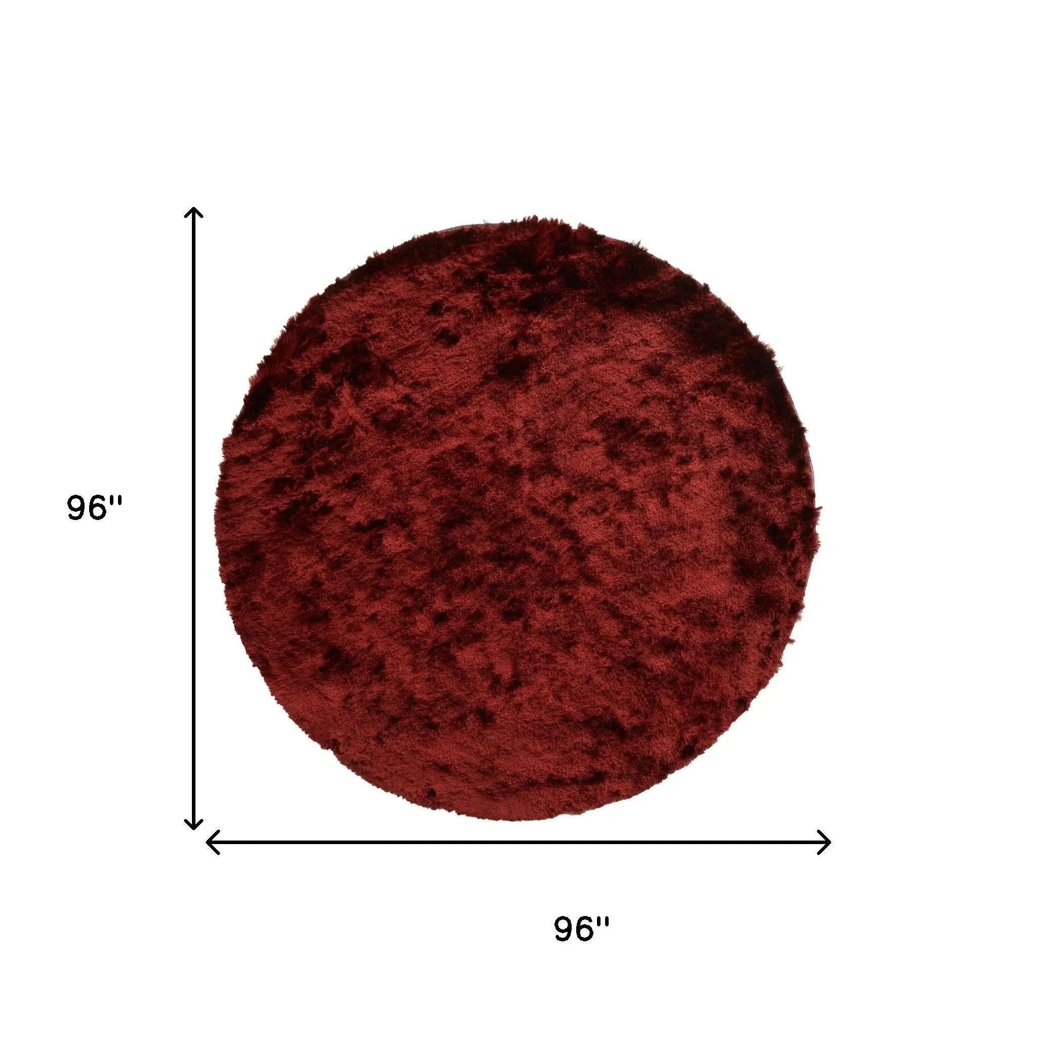8' Red And Black Shag Hand Tufted Round Rug Homeroots Home Decor