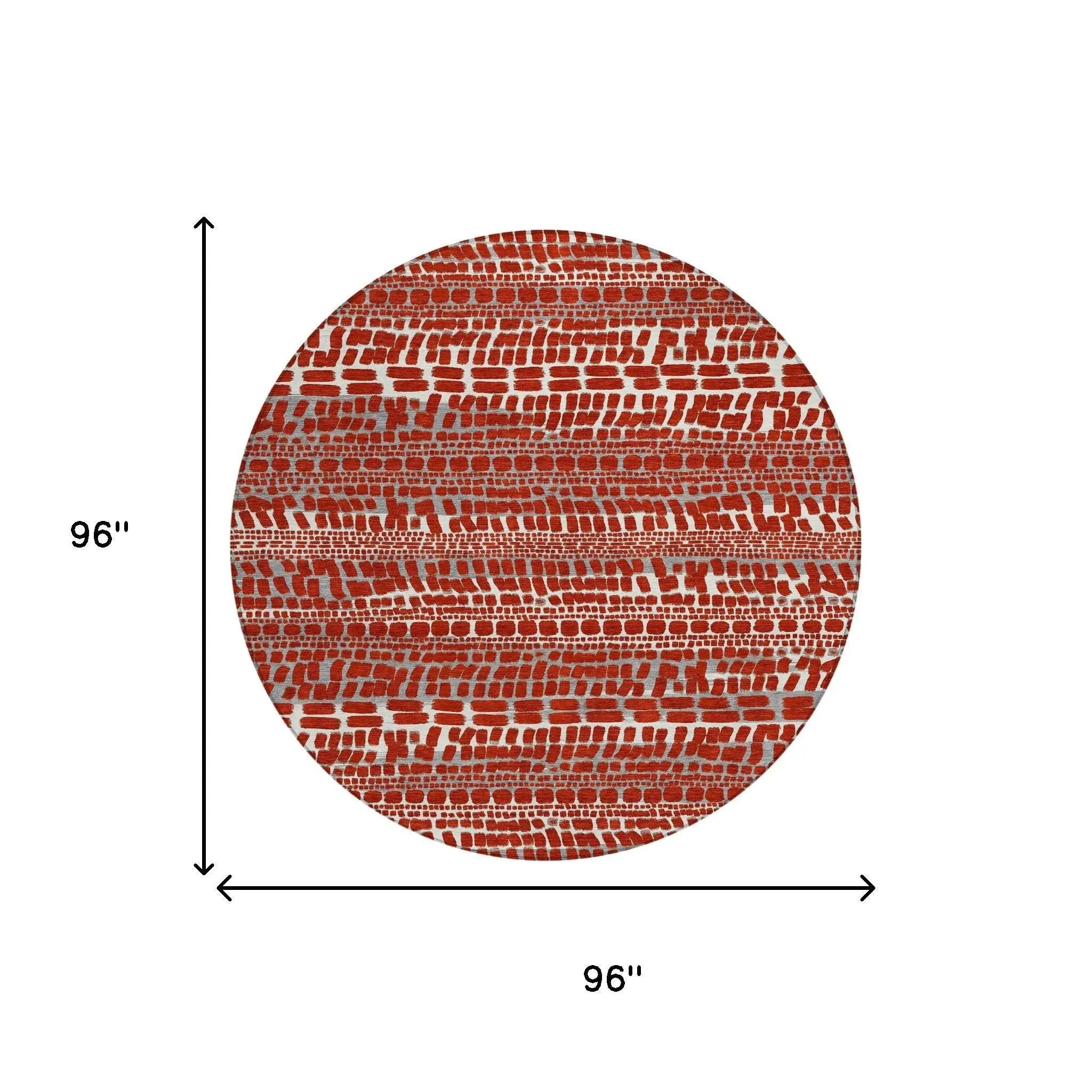 8' Red And Gray Round Abstract Washable Indoor Outdoor Area Rug Homeroots Outdoor