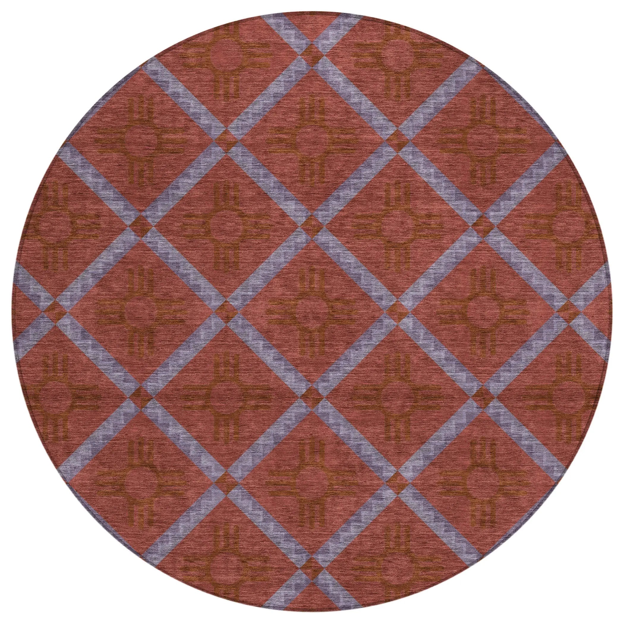 8' Red And Green Round Geometric Washable Indoor Outdoor Area Rug Homeroots Outdoor