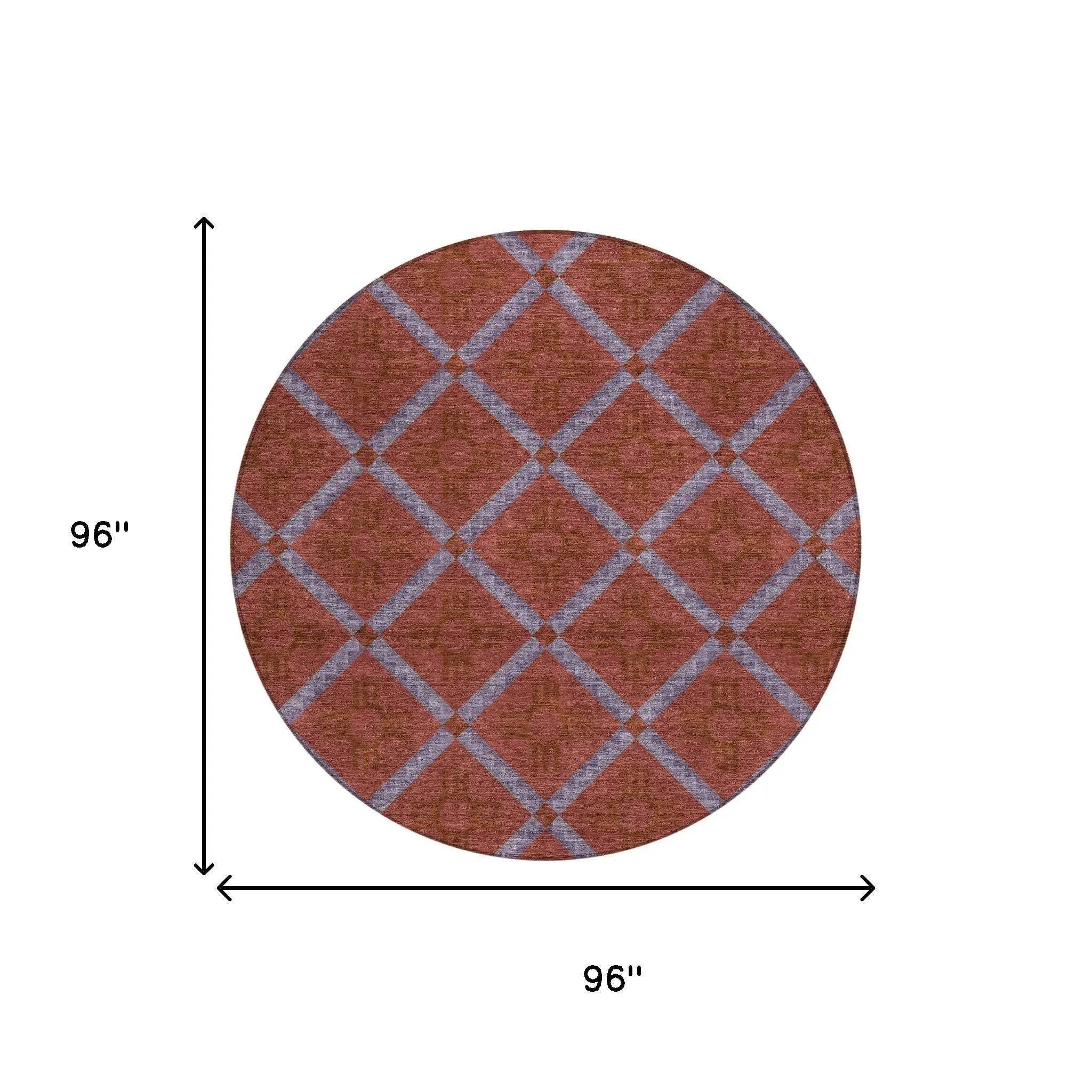 8' Red And Green Round Geometric Washable Indoor Outdoor Area Rug Homeroots Outdoor