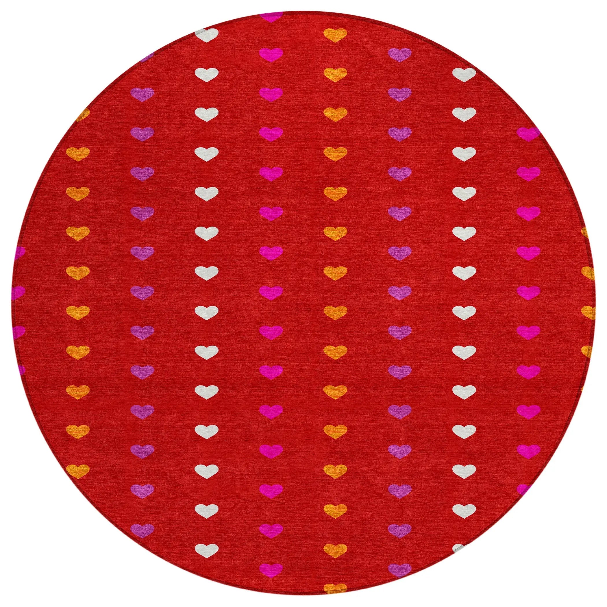 8' Red And Ivory Round Geometric Washable Indoor Outdoor Area Rug Homeroots Outdoor