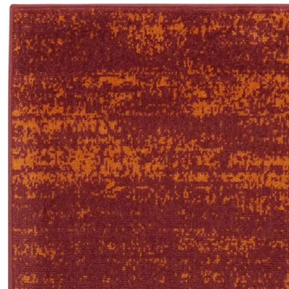 8' Red And Orange Abstract Indoor Outdoor Runner Rug Homeroots Outdoor