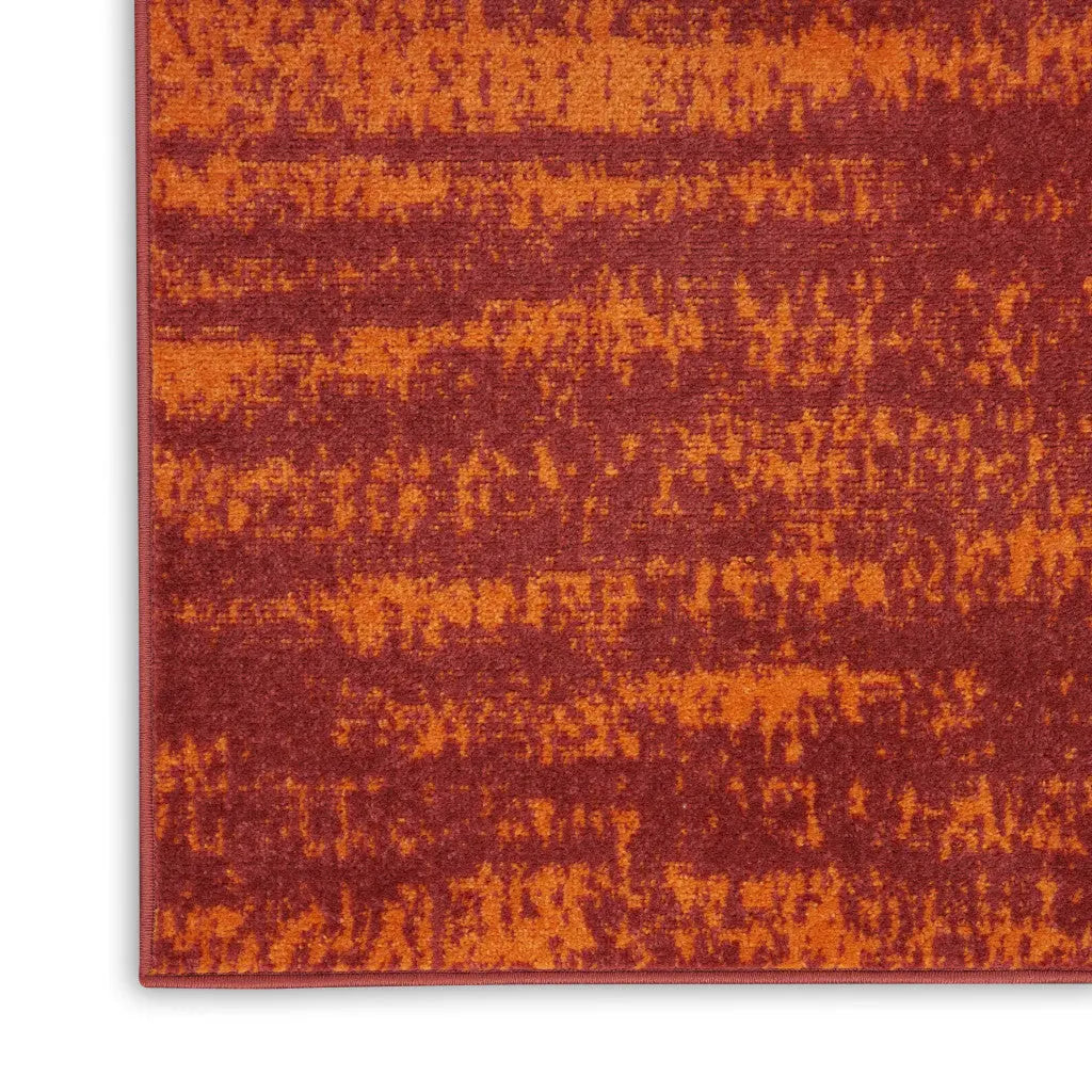 8' Red And Orange Abstract Indoor Outdoor Runner Rug Homeroots Outdoor