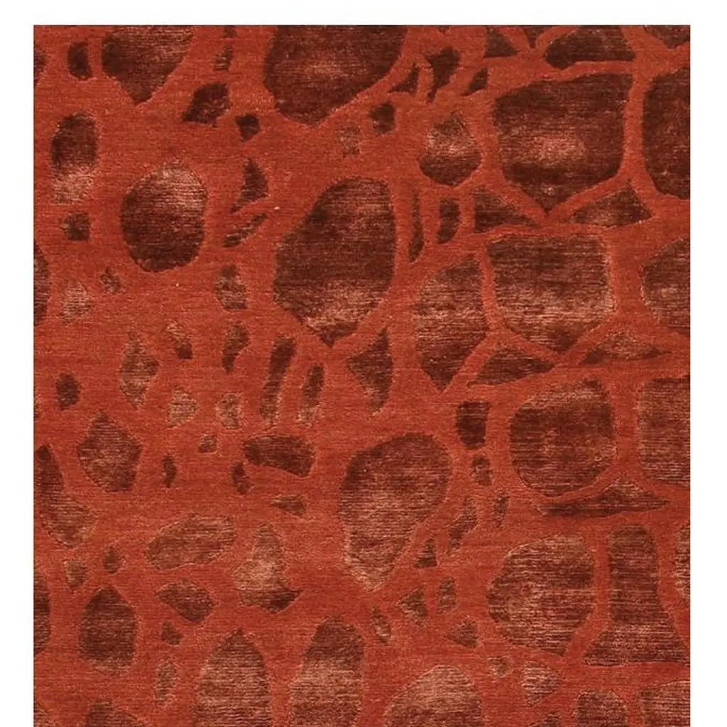 8' Red And Orange Animal Print Hand Knotted Area Rug Homeroots Home Decor