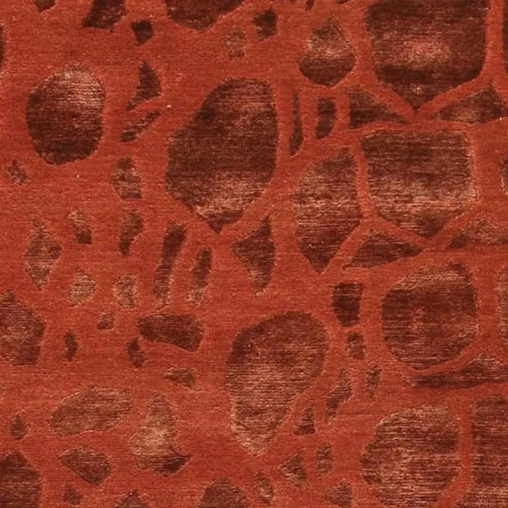 8' Red And Orange Animal Print Hand Knotted Area Rug Homeroots Home Decor
