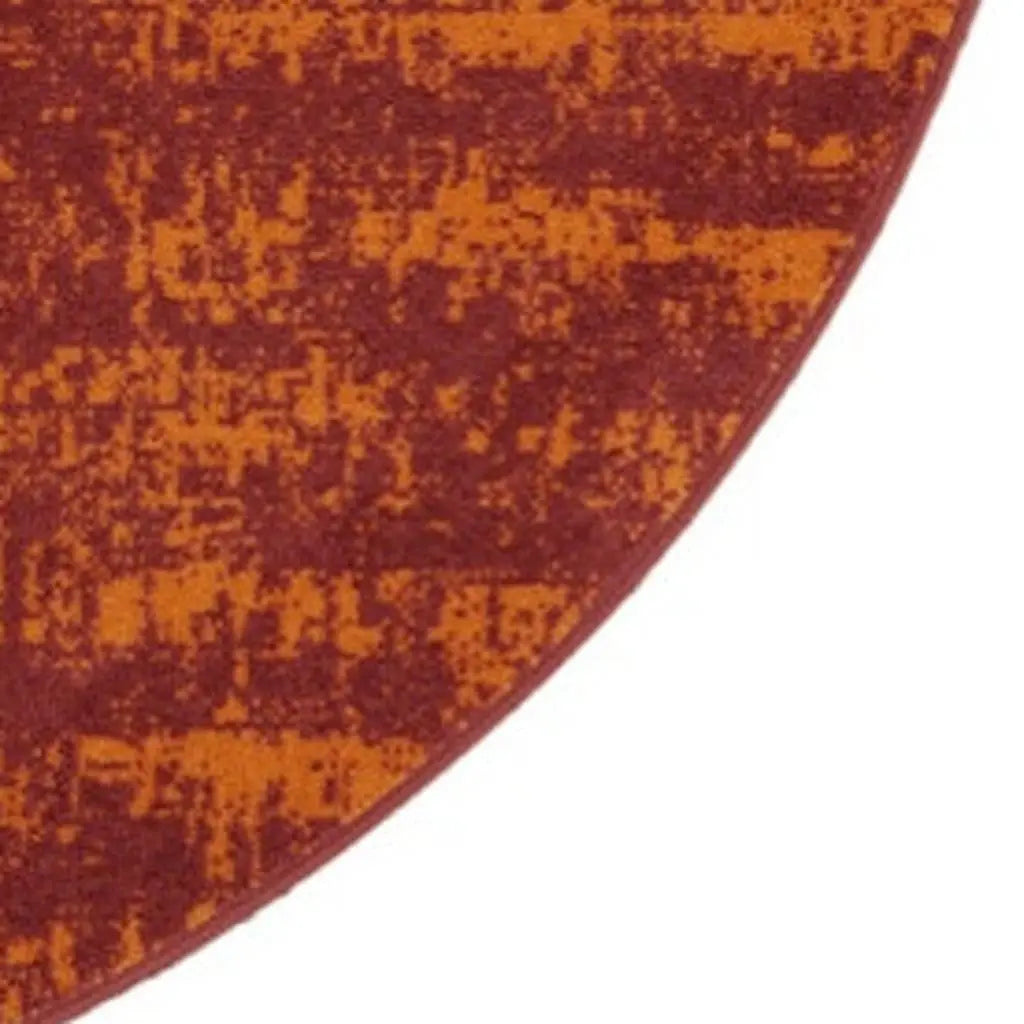 8' Red And Orange Round Abstract Indoor Outdoor Area Rug Homeroots Outdoor